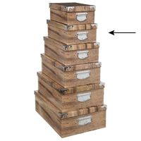 5Five Opbergdoos/box - Houtprint donker - L36 x B24.5 x H12.5 cm - Stevig karton - Treebox - Opbergbox