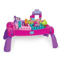 Mega Bloks bouw- en leertafel - roze - 30-delig - thumbnail