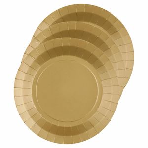 Santex feest gebak/taart bordjes - goud - 10x stuks - karton - D17 cm - Feestbordjes