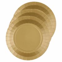 Santex feest gebak/taart bordjes - goud - 10x stuks - karton - D17 cm - Feestbordjes - thumbnail