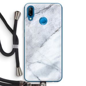 Witte marmer: Huawei P20 Lite Transparant Hoesje met koord