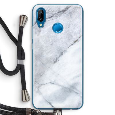 Witte marmer: Huawei P20 Lite Transparant Hoesje met koord