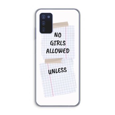 No Girls Allowed Unless: Samsung Galaxy A03s Transparant Hoesje