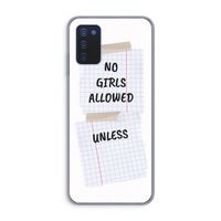 No Girls Allowed Unless: Samsung Galaxy A03s Transparant Hoesje