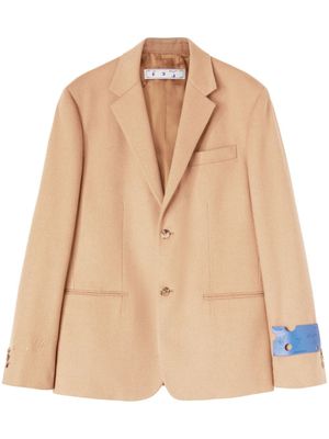 Off-White blazer boutonné à logo brodé - Marron