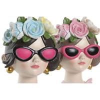 Decoratieve figuren Home ESPRIT Blauw Roze Vrouw 14 x 10 x 20 cm (2 Stuks)