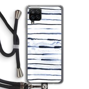 Ink Stripes: Samsung Galaxy A12 Transparant Hoesje met koord