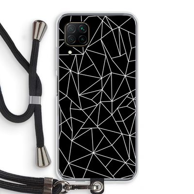 Geometrische lijnen wit: Huawei P40 Lite Transparant Hoesje met koord