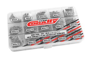 Team Corally - Flat Head Hex schroeven set M4 - Zwart (265 pcs)