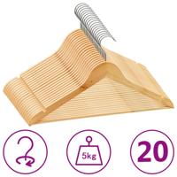 VidaXL 20-delige kledinghangerset anti-slip hardhout