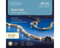 Lumineo touw verlichting op batterij 195cm x 40 lampjes Warm wit