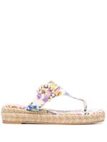 Stuart Weitzman espadrilles fleuries à bout carré - Blanc - thumbnail