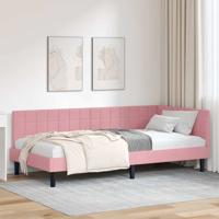 Hoekbedframe met hoofdeinde Roze 90 x 200 cm Fluweel