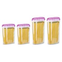 Voedselcontainers set - 4 stuks - roze - 2350ml en 1500ml - kunststof - voorraadpot/strooibus