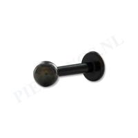 Labret zwart 1.6 mm bal 6 mm