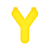 Gele letter Y opblaasbaar