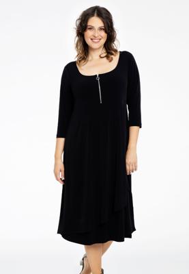 Yoek Jurk met rits | Zwart | Maat 58/60