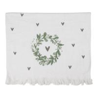 Gastendoekje Wit groen hartjes