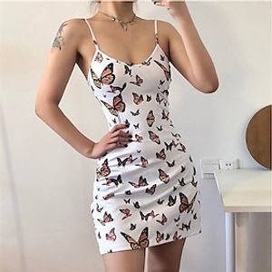 Missufe Zomerjurk voor dames, mini-jurk, bodycon, zonder mouwen, spaghettibandjes, lila, XL