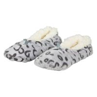 Apollo ballerina sloffen - fleece - grijs - antislip - dierenprint
