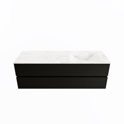 MONDIAZ VICA-DLUX 150cm badmeubel onderkast Urban 2 lades. Inbouw wastafel CLOUD rechts 1 kraangat, kleur Ostra.