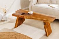 Massief houten bank ROOT 100cm bruin naturel teakhouten boomstam - 44706