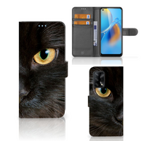 OPPO A74 4G Telefoonhoesje met Pasjes Zwarte Kat - thumbnail