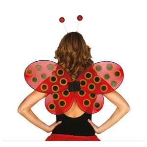 Verkleed vleugels lieveheersbeestje - rood/zwart - voor dames/meisjes - Carnavalskleding/accessoires