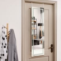 Wandspiegel 2-in-1 Full-body Spiegel met 3 Kleuren Ledverlichting Deurspiegel Hangspiegel voor Slaapkamer 120cm x 37cm Wit