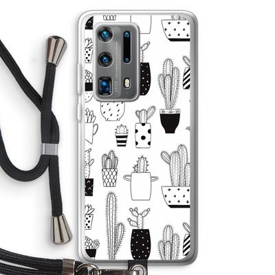Cactusmotief: Huawei P40 Pro Plus Transparant Hoesje met koord