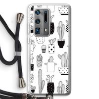 Cactusmotief: Huawei P40 Pro Plus Transparant Hoesje met koord
