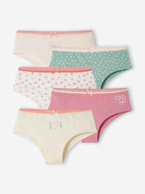 Set met 5 shorties met hartjes voor meisjes set roze en wit