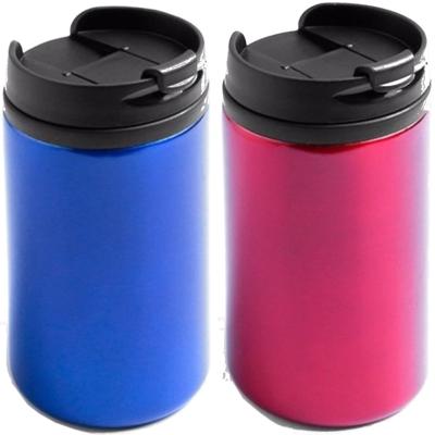 Set van 2x Thermosbekers - warmhoud bekers - blauw en rood - 320 ml - Isolerende drinkbekers Set van 2x Thermosbekers - warmhoud bekers - blauw en rood - 320 ml - Isolerende drinkbekers