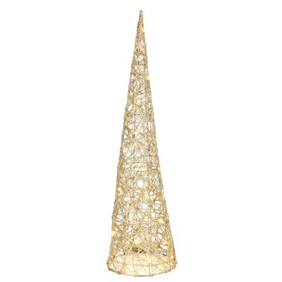 LED kegel kerstboom lamp - goud - 40 leds - 80 cm - met timer