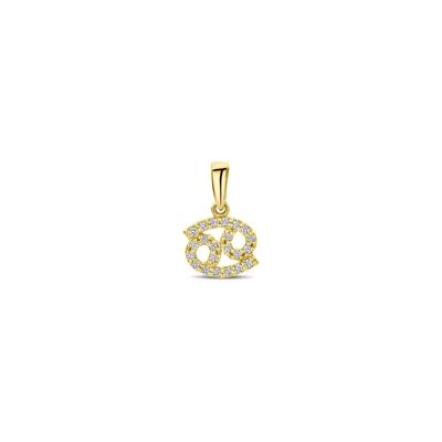 14k Geelgouden Hanger Sterrenbeeld Kreeft met Diamant H SI
