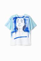 T-shirt met afbeelding van een meisje - WHITE - XS