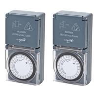 Programmeerbare tijdklok - 2x - 24-uurs - IP44 - tijdschakelaar stekkerdoos - voor binnen/buiten
