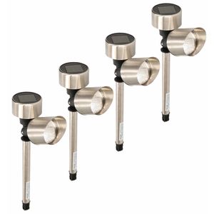 16x Buiten/tuin LED stekers solar verlichting spotjes met wit licht 35 cm