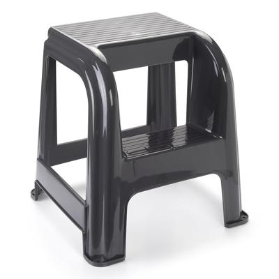 Plasticforte Opstapkrukje - Pakket van 3x stuks - 2 tredes - donkergrijs - kunststof - 45 cm