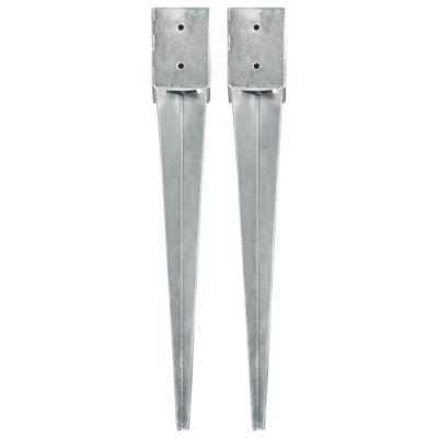 Grondpinnen 2 st 10x10x76 cm gegalvaniseerd staal zilverkleurig