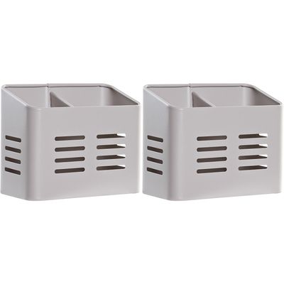 Keukengerei houder - 2x - beige - 16 x 9 x 13 cm - metaal - vintage