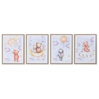 Schilderij Home ESPRIT Blauw Bruin Kinderen 30 x 2 x 40 cm (4 Stuks)