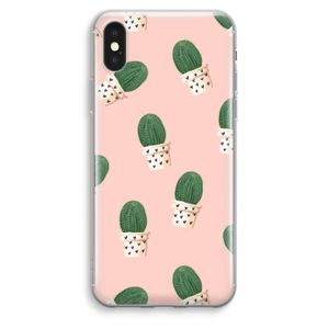 Cactusprint roze: iPhone XS Max Transparant Hoesje
