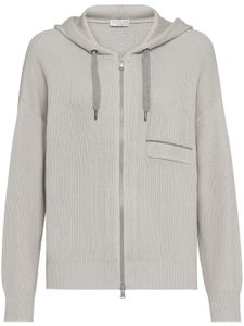 Brunello Cucinelli hoodie en maille nervurée - Gris