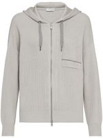 Brunello Cucinelli hoodie en maille nervurée - Gris - thumbnail