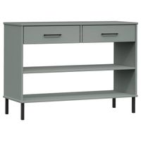 The Living Store OSLO Wandtafel - Massief grenenhout - Grijs - 98 x 35 x 70 cm - Met 2 lades