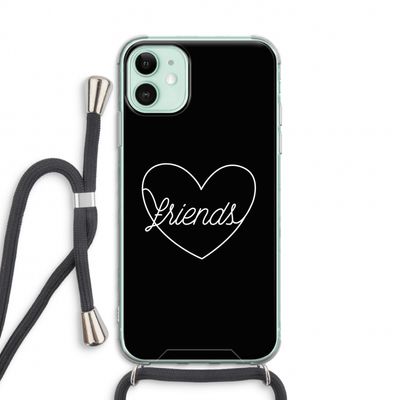 Friends heart black: iPhone 11 Transparant Hoesje met koord