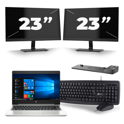 HP ProBook 445 G7 - AMD Ryzen 3 4300U - 14 inch - 16GB RAM - 256GB SSD - Windows 10 + 2x 23 inch Monitor