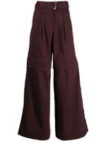 SA SU PHI pantalon ample à effet superposé - Rouge