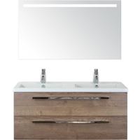 Seville Badmeubelset 120 cm - 2 Laden Tabacco - Wastafel Djazz Dubbel met Sence Spiegel